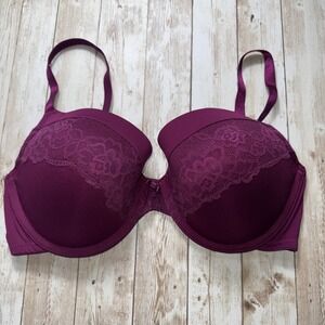 Maidenform Women's 38D Push Up Bra Self Expressions Floral Lace Burgundy/Magenta